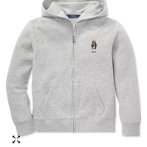 Polo by Ralph Lauren Light Gray Bear Zip Hoodie large 14